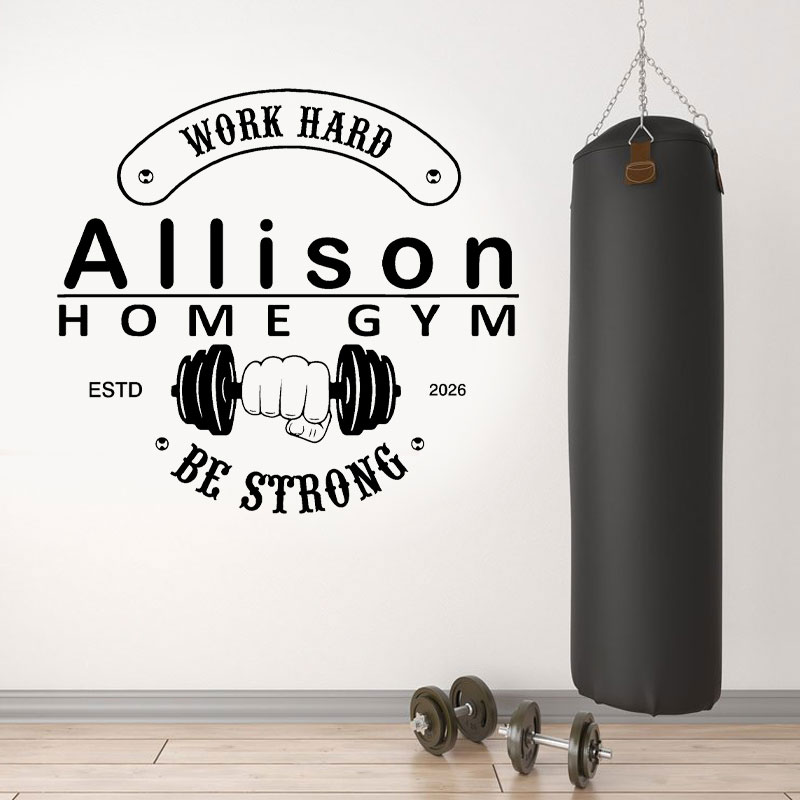 Home Gym Names - Personalisierter Wandaufkleber mit Namen + Text