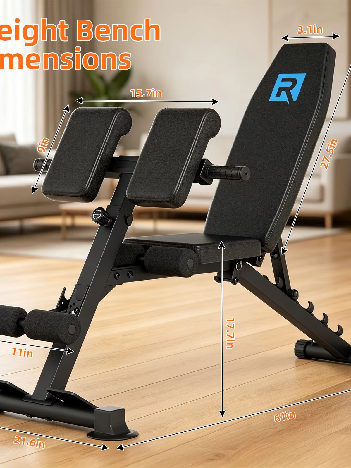 Adjustable Weight Bench - Kompakte, robuste, verstellbare Hantelbank, 150 kg
