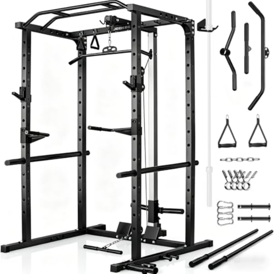 Home Gym Multi - Heimfitness-Kraftstation mit Latzugstange, schwarzem Stahl, 2000LBS