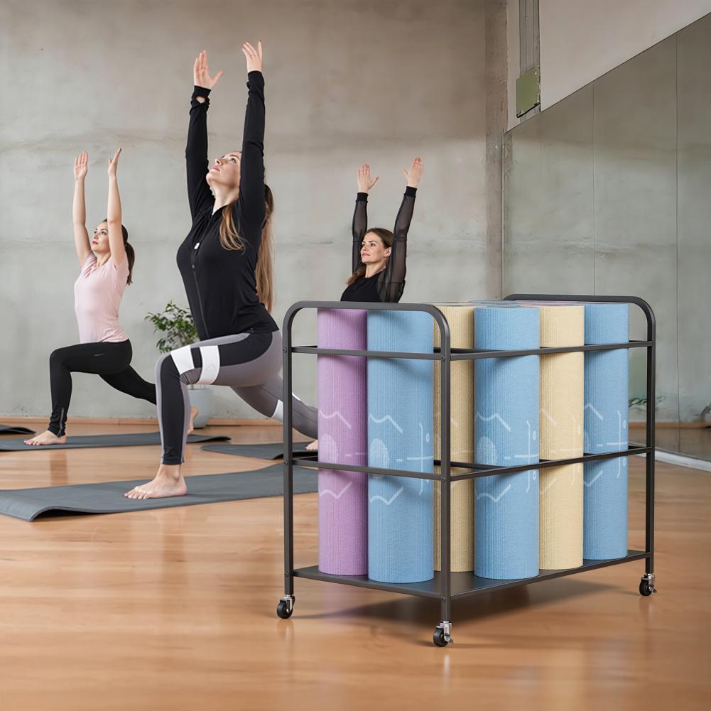 Home Gym Yoga Room - Yoga-Matten-Aufbewahrungsregal mit Rollen, Heimfitness-Ausrüstungs-Aufbewahrungswagen, Übungs- und