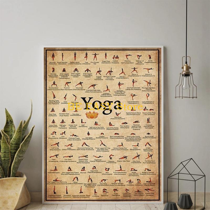 Home Gym Yoga Room - E28F Retro Vintage Yoga Kunstdrucke Ashtanga