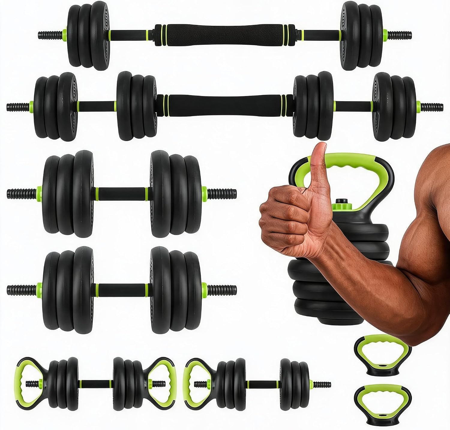 Home Gym Equipment Set - 4-in-1 Verstellbares Hantelset, 44 lbs Freigewicht-Set,