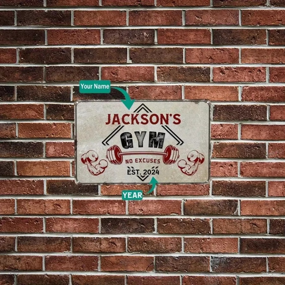 Home Gym Names - Personalisiertes Vintage-Namens-Fitness-Schild 30x20cm Heim-Fitness-Wanddekoration Geschenk