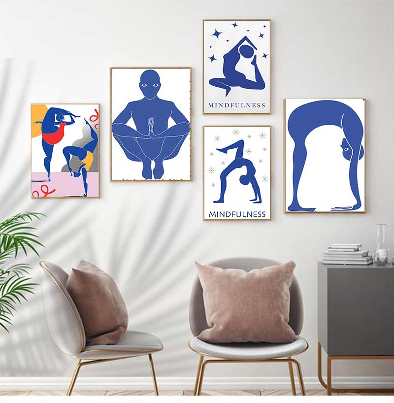 Home Gym Yoga Room - Heimtraining, Fitnessstudio, Yoga, Pose, abstraktes Poster,