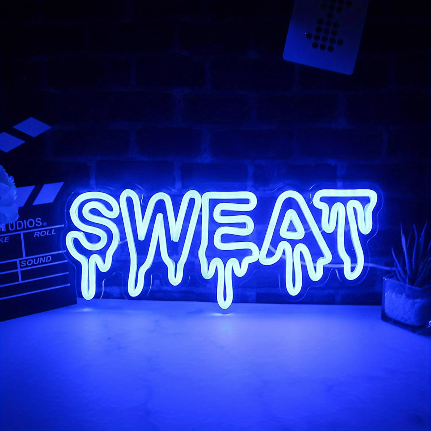 Home Zone Gym - Schweißblaues Tropfendes LED-Neonschild Fitness-Studio Workout-Zone Wandkunst