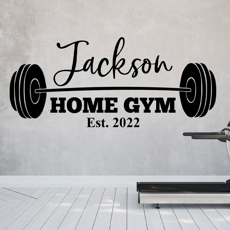 Home Gym Names - Personalisierter Familienname Gym-Wandaufkleber - Individuelle Heimfitness-Dekoration