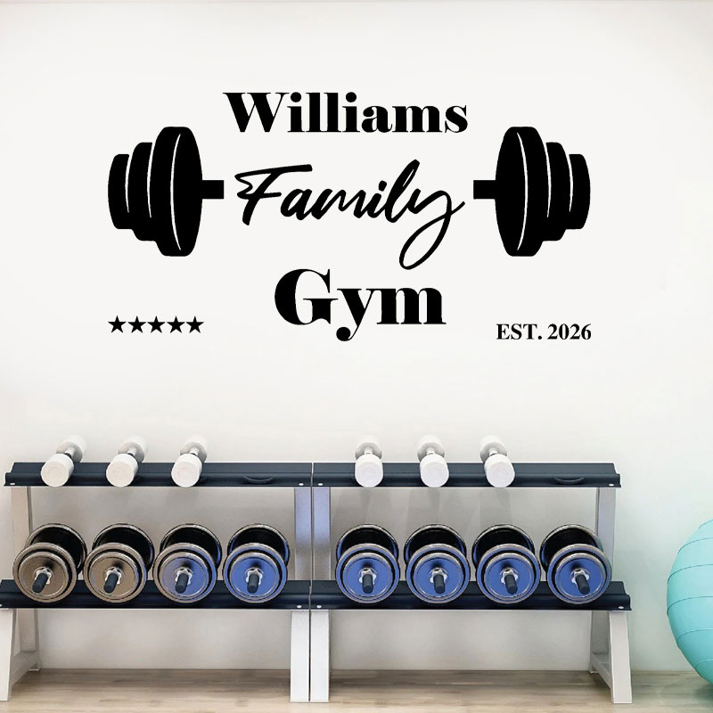 Home Gym Names - Benutzerdefinierter Wand-Aufkleber mit Familiennamen für das